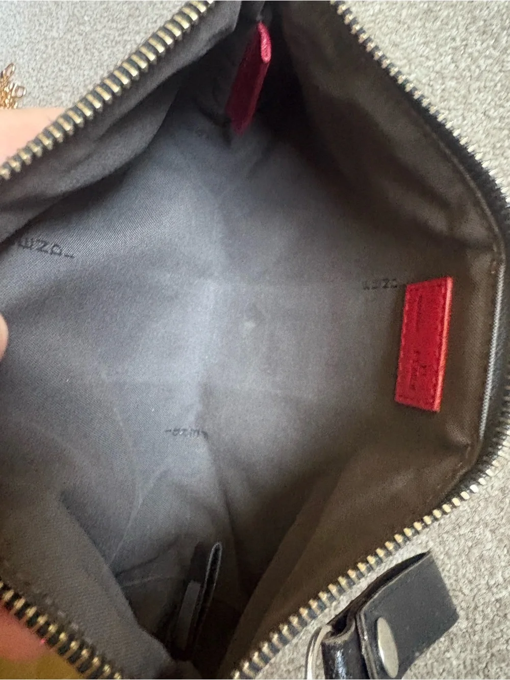 Auth Fendi Logo canvas pouch